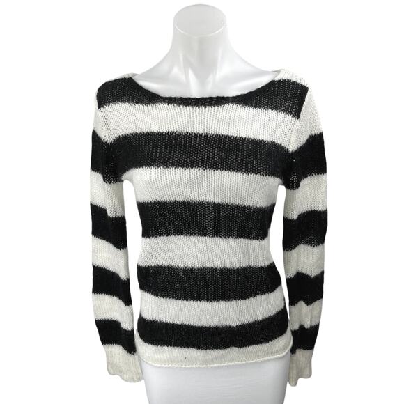 Brandy Melville Sweaters - Brandy Melville Black and White Striped Scoop Neck Sweater